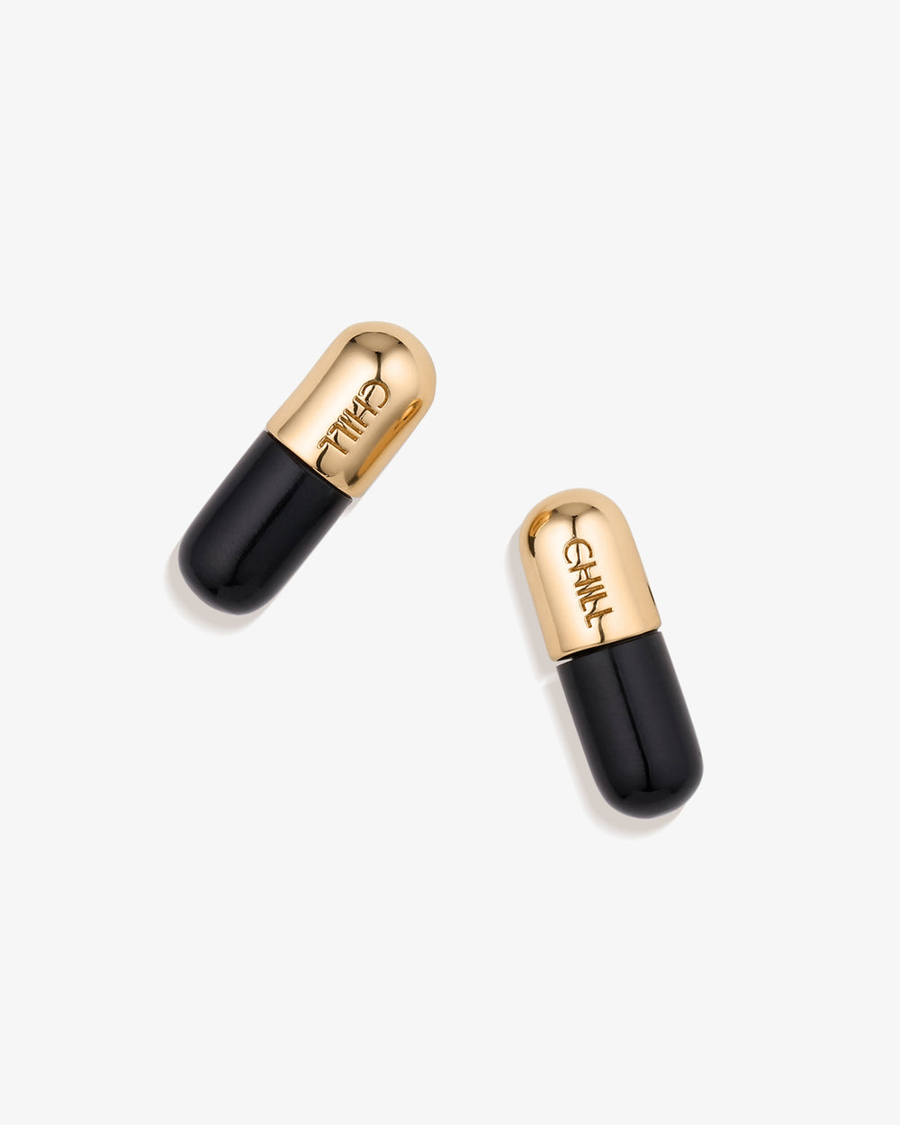 Chill Pill Stud Earrings in Black Onyx